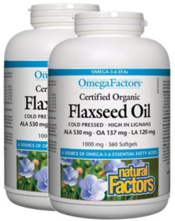 NATURAL FACTORS Flaxseed Oil 1000mg ( 2 packs- 360 caps)